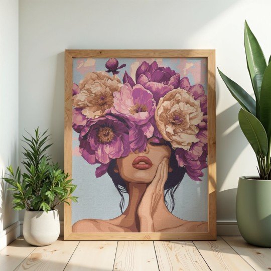 Paint by Numbers Painting with Frame - Woman in a Flower Crown 50x70 cm, photo 3