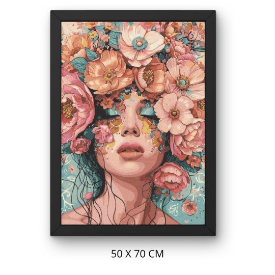 Paint by Numbers Painting with Frame - Woman in a Flower Garden 50x70 cm, photo 3