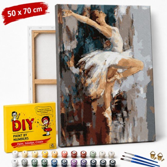 Paint by Numbers Painting with Frame - Ballerina in White 50x70 cm