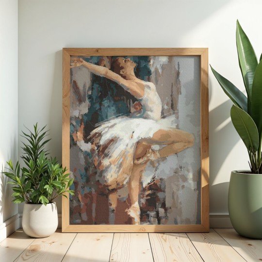 Obraz do malowania po numerach z ramą Baletnica w Bieli 50x70 cm, zdjęcie 2