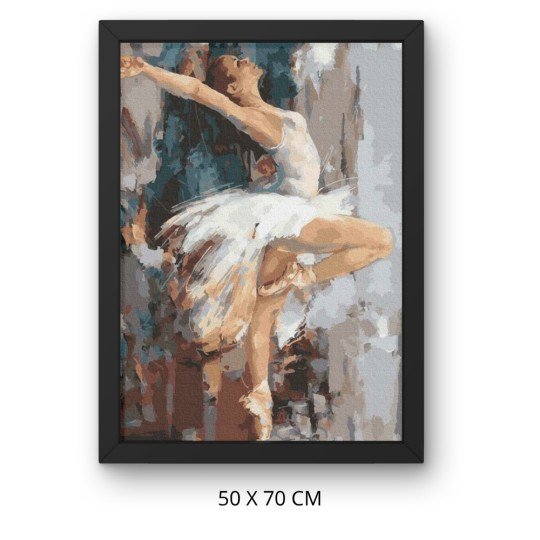 Obraz do malowania po numerach z ramą Baletnica w Bieli 50x70 cm, zdjęcie 3