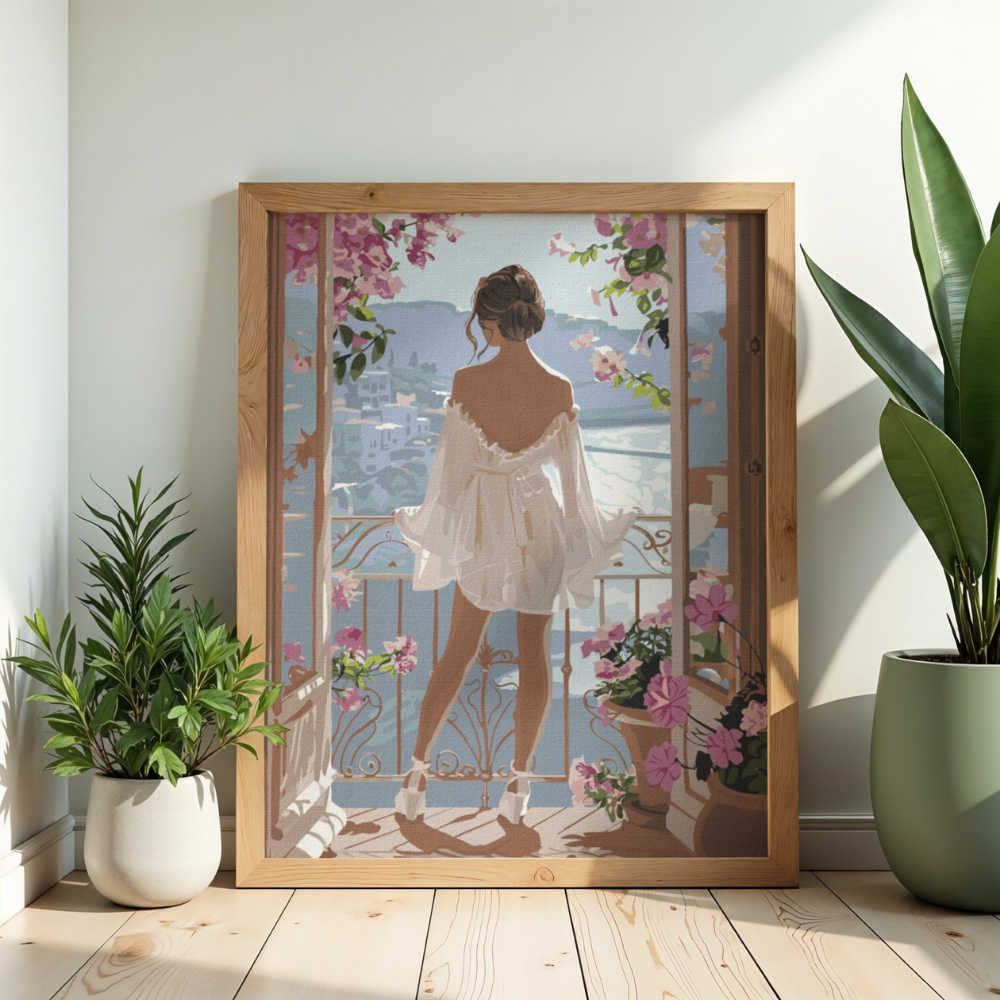 Paint by Numbers Painting with Frame - Morning on the Balcony 50x70 cm, photo 2