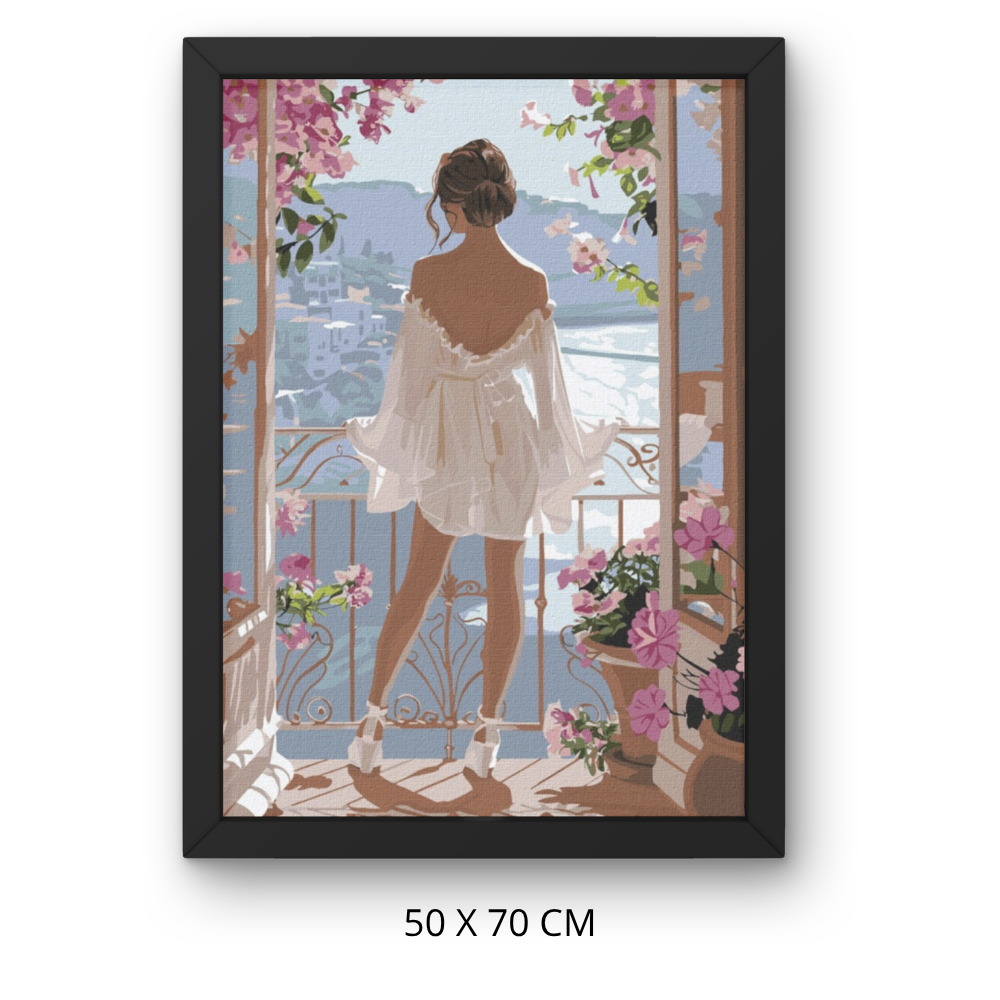Paint by Numbers Painting with Frame - Morning on the Balcony 50x70 cm, photo 3