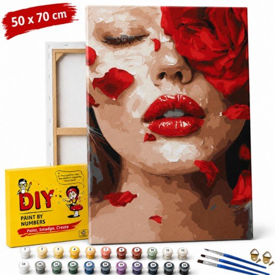 Paint by Numbers Painting with Frame - Rose Petals 50x70 cm