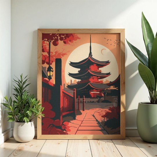 Obraz do malowania po numerach z ramą Japońska Pagoda 50x70 cm, zdjęcie 2