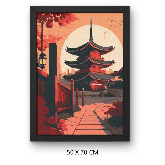 Obraz do malowania po numerach z ramą Japońska Pagoda 50x70 cm, zdjęcie 3