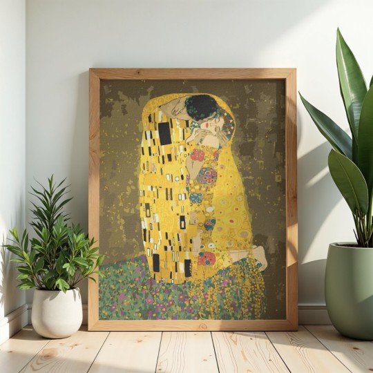 Obraz do malowania po numerach z ramą Pocałunek Gustav Klimt 50x70 cm, zdjęcie 2
