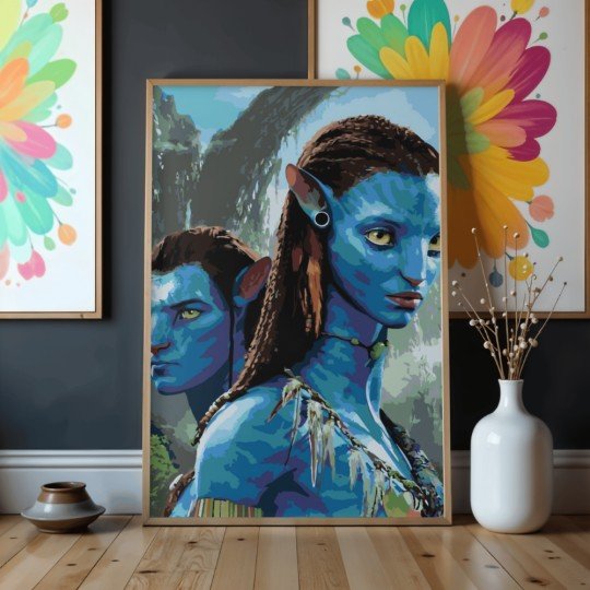 Obraz do malowania po numerach z ramą Jake i Neytiri Avatar 50x70 cm, zdjęcie 4