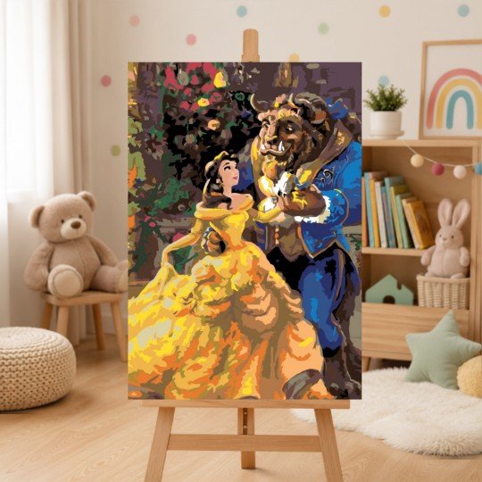 Obraz do malowania po numerach z ramą Piękna i Bestia Disney 50x70 cm, zdjęcie 2