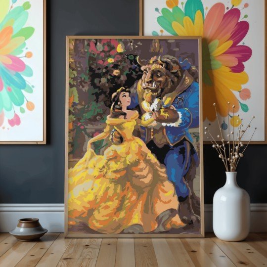 Obraz do malowania po numerach z ramą Piękna i Bestia Disney 50x70 cm, zdjęcie 4