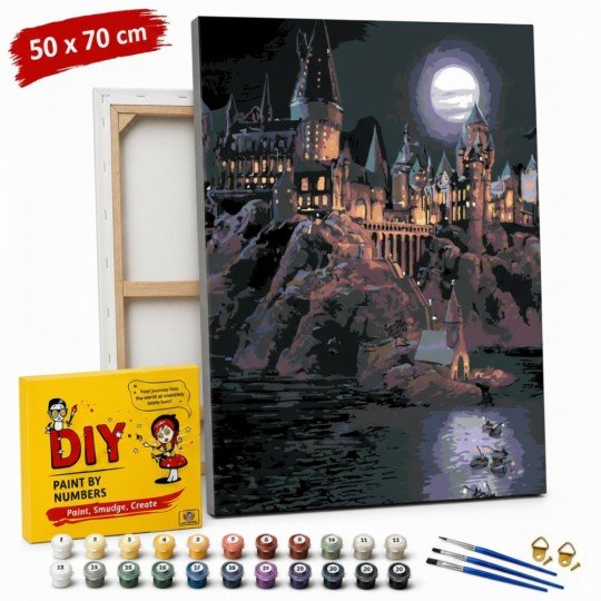Paint by Numbers Painting with Frame - Harry Potter - Hogwarts at Night 50x70 cm