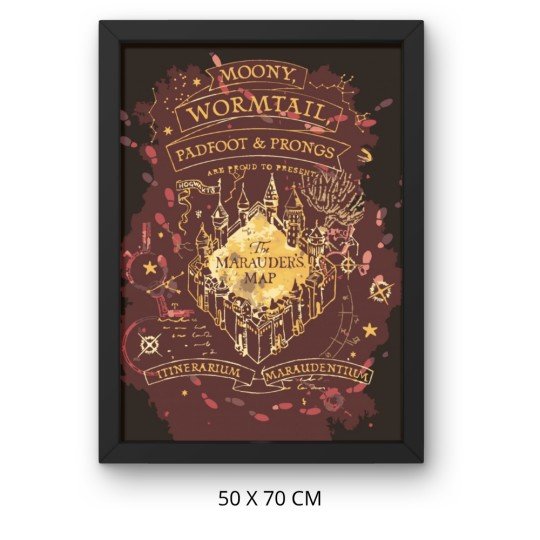 Obraz do malowania po numerach z ramą Mapa Huncwotów Harry Potter 50x70 cm, zdjęcie 3