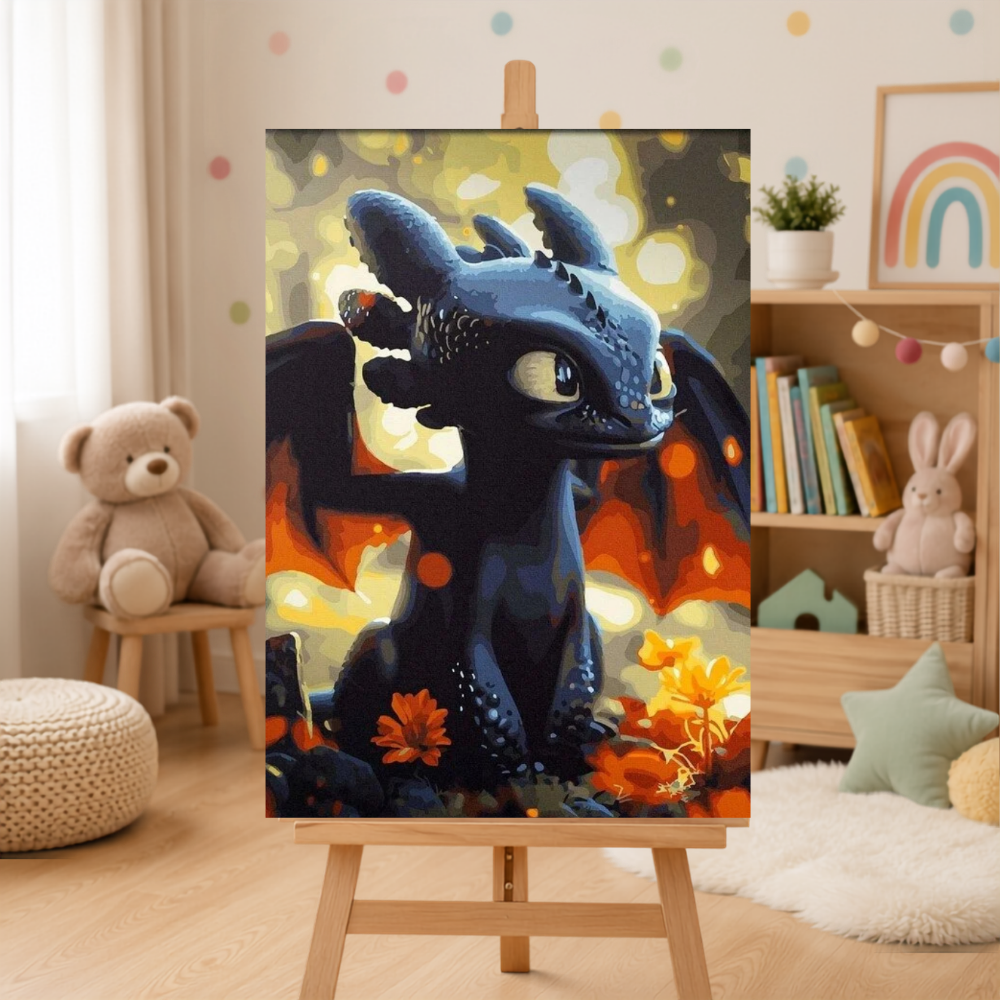 Paint by Numbers Painting with Frame - Toothless - How to Train Your Dragon 50x70 cm, photo 2