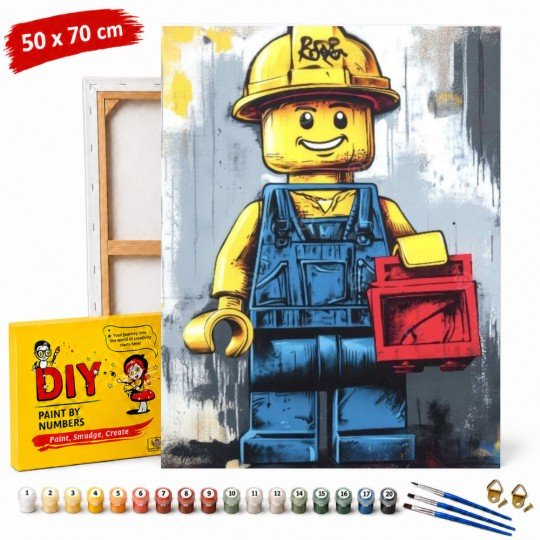 Paint by Numbers Painting with Frame - Lego Minifigure 50x70 cm