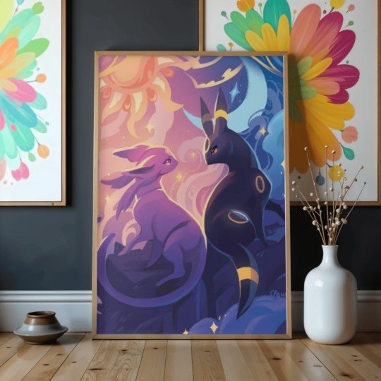 Paint by Numbers Painting with Frame - Pokemon Umbreon and Espeon 50x70 cm, photo 4