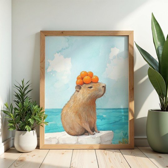 Obraz do malowania po numerach z ramą Kapibara z Pomarańczami 50x70 cm, zdjęcie 2