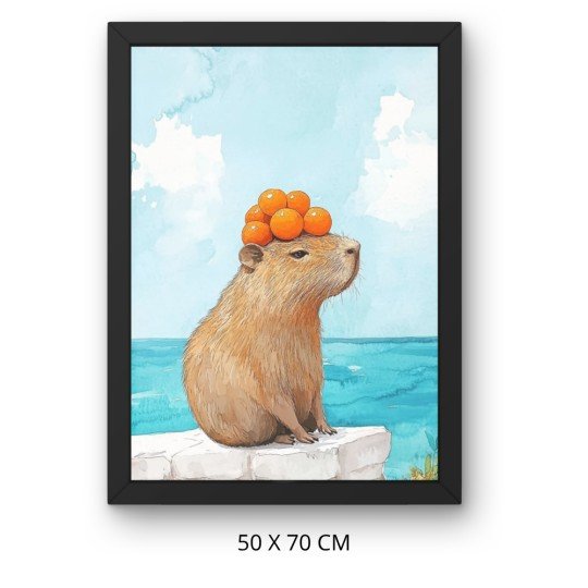 Obraz do malowania po numerach z ramą Kapibara z Pomarańczami 50x70 cm, zdjęcie 3