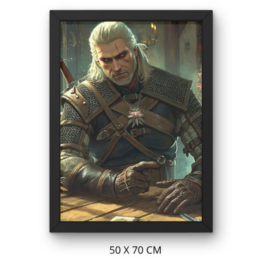 Paint by Numbers Painting with Frame - The Witcher - Geralt of Rivia Playing Gwent 50x70 cm, photo 3