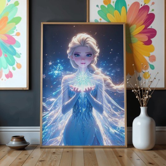 Obraz do malowania po numerach z ramą Elsa Kraina Lodu Disney 50x70 cm, zdjęcie 4