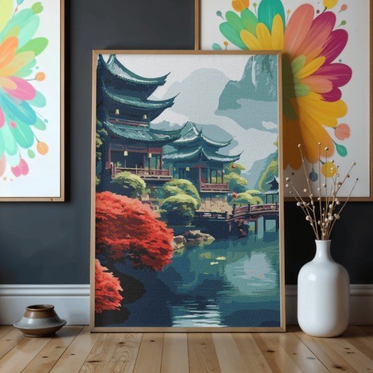 Obraz do malowania po numerach z ramą Poranek w Górach 50x70 cm, zdjęcie 4