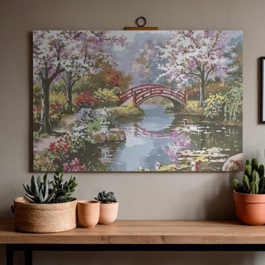 Obraz do malowania po numerach z ramą Park Wiosną 70x50 cm, zdjęcie 2