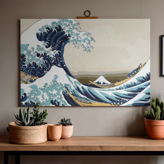 Paint by Numbers Painting with Frame - The Great Wave off Kanagawa 70x50 cm, photo 2