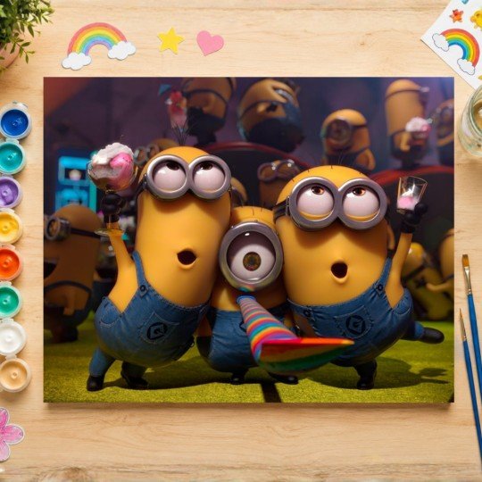 Obraz do malowania po numerach z ramą Minionki 70x50 cm, zdjęcie 4