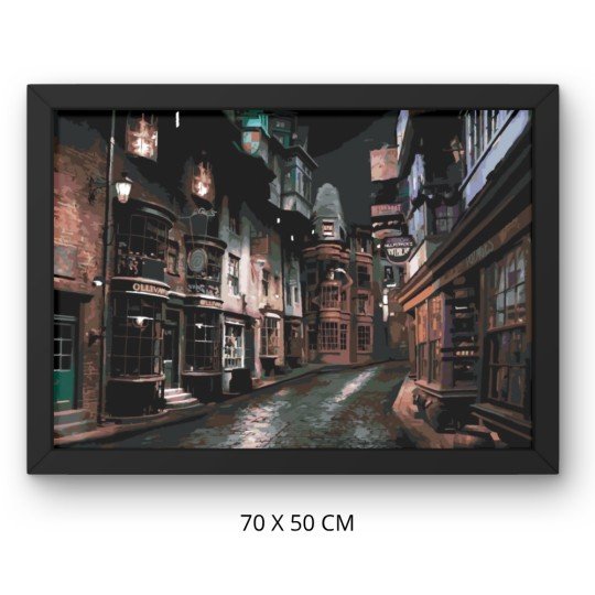 Obraz do malowania po numerach z ramą Pokątna Nocą Harry Potter 70x50cm, zdjęcie 3