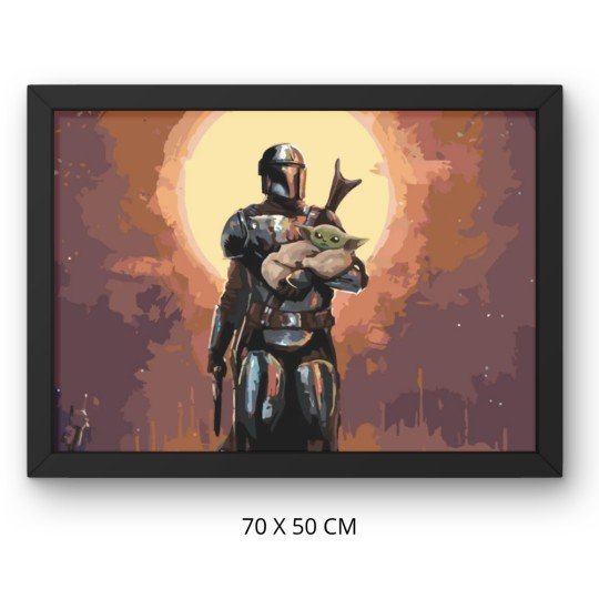 Paint by Numbers Painting with Frame - The Mandalorian with Baby Yoda 70x50 cm, photo 3