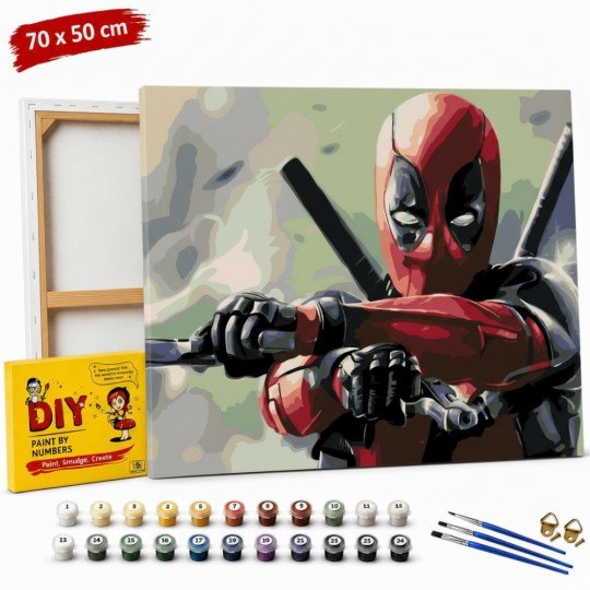 Paint by Numbers Painting with Frame - Deadpool with a Gun 70x50 cm