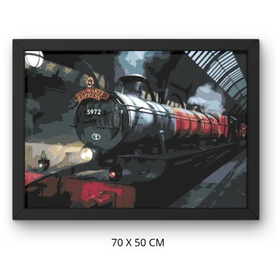 Paint by Numbers Painting with Frame - Hogwarts Express at Night 70x50 cm, photo 2