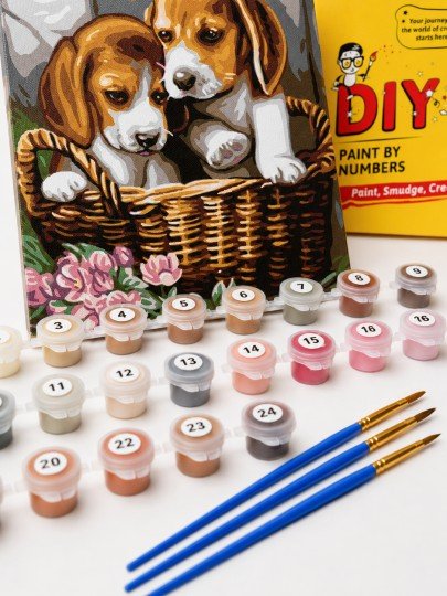 PAINT BY NUMBERS WITH FRAME Paintings - Dogs in a Basket 40 x 50 cm, photo 10