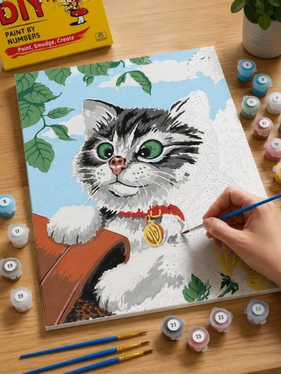 PAINT BY NUMBERS WITH FRAME Paintings - Funny Cat 40 x 50 cm, photo 5