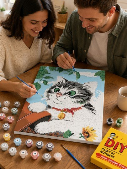 PAINT BY NUMBERS WITH FRAME Paintings - Funny Cat 40 x 50 cm, photo 6