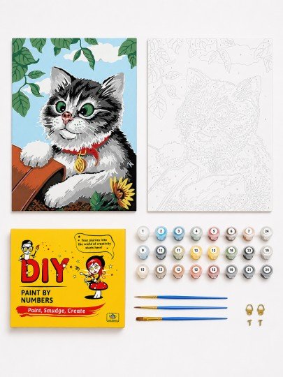 PAINT BY NUMBERS WITH FRAME Paintings - Funny Cat 40 x 50 cm, photo 9