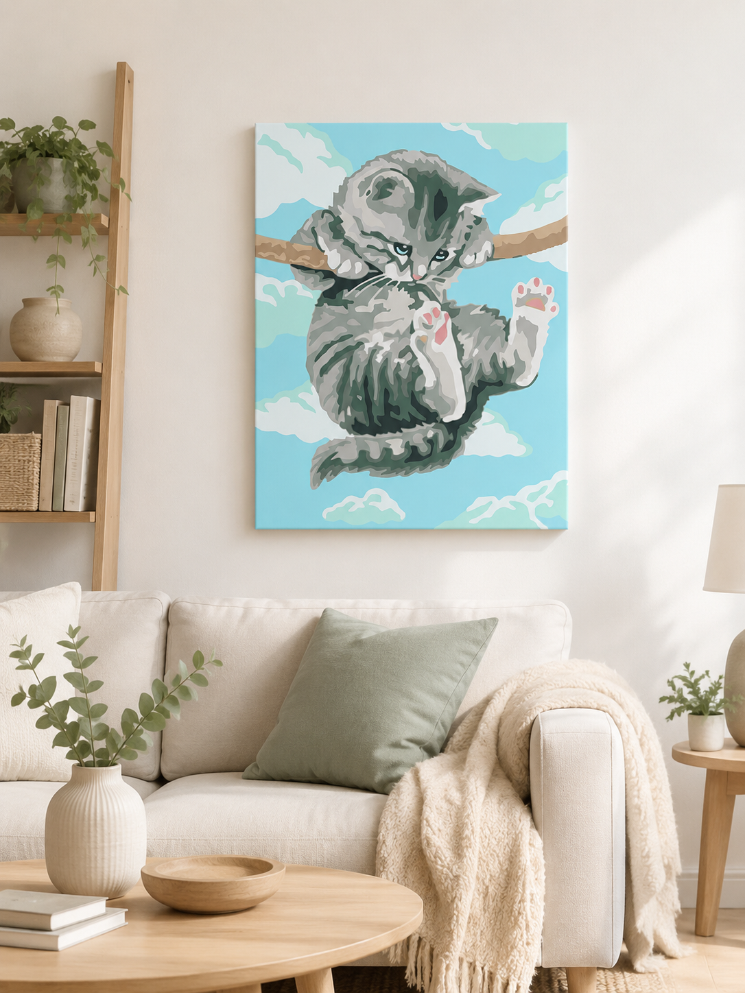 MALOWANIE PO NUMERACH Z RAMĄ Obrazy do malowania  - Wiszący kot 40 x 50 cm, zdjęcie 2