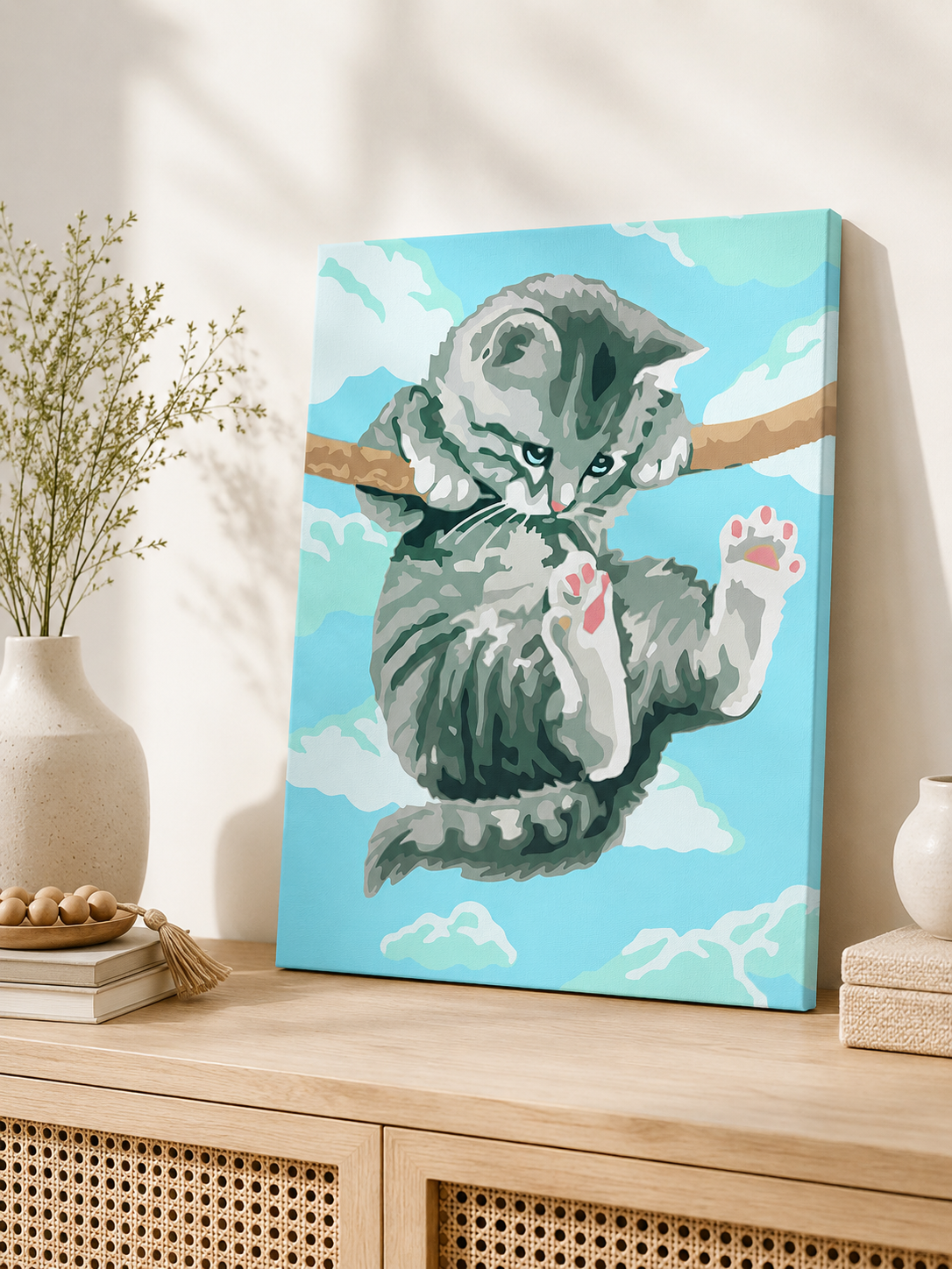 MALOWANIE PO NUMERACH Z RAMĄ Obrazy do malowania  - Wiszący kot 40 x 50 cm, zdjęcie 4