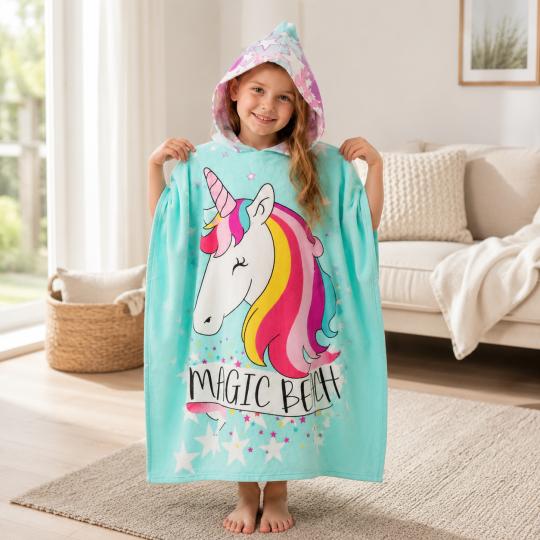 Kids' Hooded Pool Poncho Towel 120 cm Unicorn, photo 2