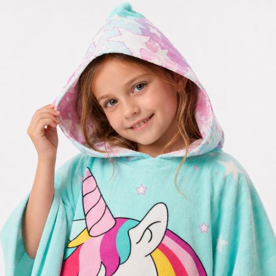 Kids' Hooded Pool Poncho Towel 120 cm Unicorn, photo 3