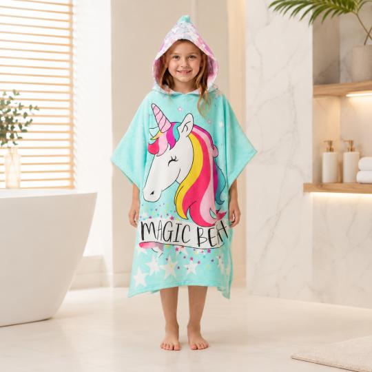 Kids' Hooded Pool Poncho Towel 120 cm Unicorn, photo 5