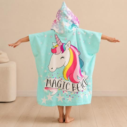 Kids' Hooded Pool Poncho Towel 120 cm Unicorn, photo 6
