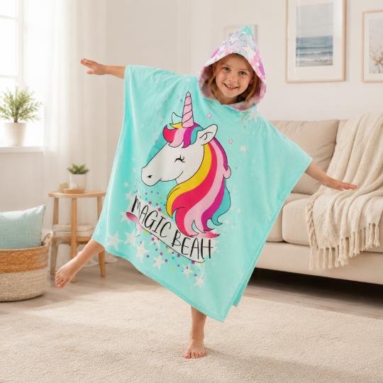 Kids' Hooded Pool Poncho Towel 120 cm Unicorn, photo 7