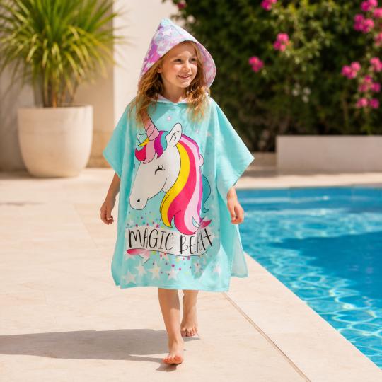 Kids' Hooded Pool Poncho Towel 120 cm Unicorn, photo 8