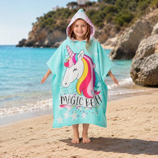 Kids' Hooded Pool Poncho Towel 120 cm Unicorn, photo 9