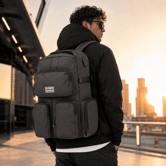 Premium Two-Compartment Urban School Backpack Army Black 35x44x17 cm, photo 8