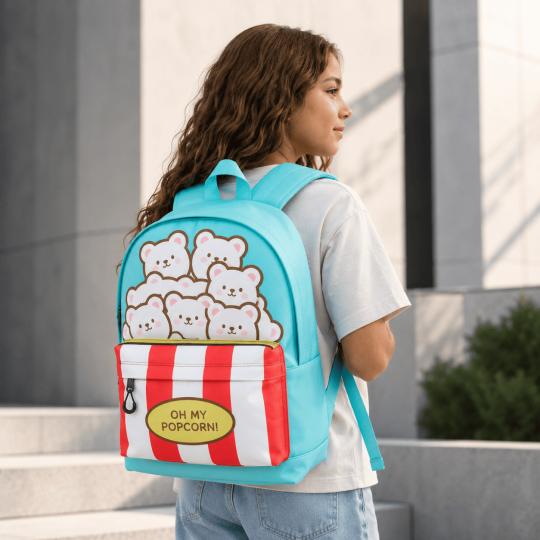 One-Compartment School Backpack Oh My Pop! Popcorn Blue 31x44x18 cm, photo 9