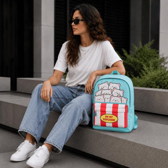 One-Compartment School Backpack Oh My Pop! Popcorn Blue 31x44x18 cm, photo 10