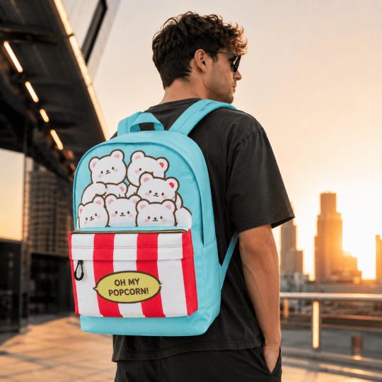 One-Compartment School Backpack Oh My Pop! Popcorn Blue 31x44x18 cm, photo 11