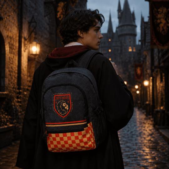 Harry Potter Gryffindor Black Two-Compartment School Backpack 31x44x18cm, photo 8