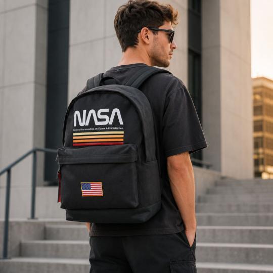 NASA Unisex Multi-Compartment School Backpack, Black, 30x43x18cm, photo 8